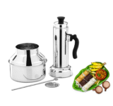 PANCA Stainless Steel Puttu Kudam Maker with Steamer Plate | Traditional Puttu Kutti with Lid & Stick | Puttu Maker for Cooker Use | Puttu Kozha Puttumakker – 1.5 Litre